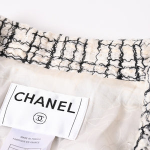 CHANEL シャネル ツイード テーラードジャケット P27798V17631 サイズ36 ココマーク シングル ホワイト ブラック 美品 中古 4a002639