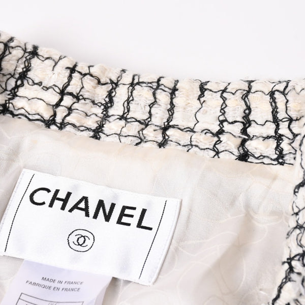CHANEL シャネル ツイード テーラードジャケット P27798V17631 サイズ36 ココマーク シングル ホワイト ブラック 美品 中古 4a002639