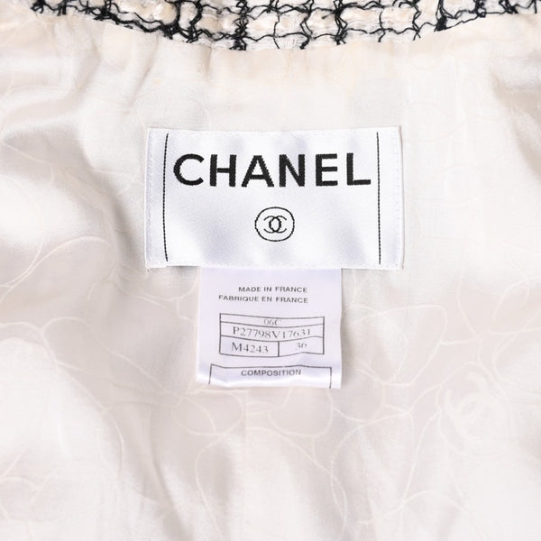 CHANEL シャネル ツイード テーラードジャケット P27798V17631 サイズ36 ココマーク シングル ホワイト ブラック 美品 中古 4a002639