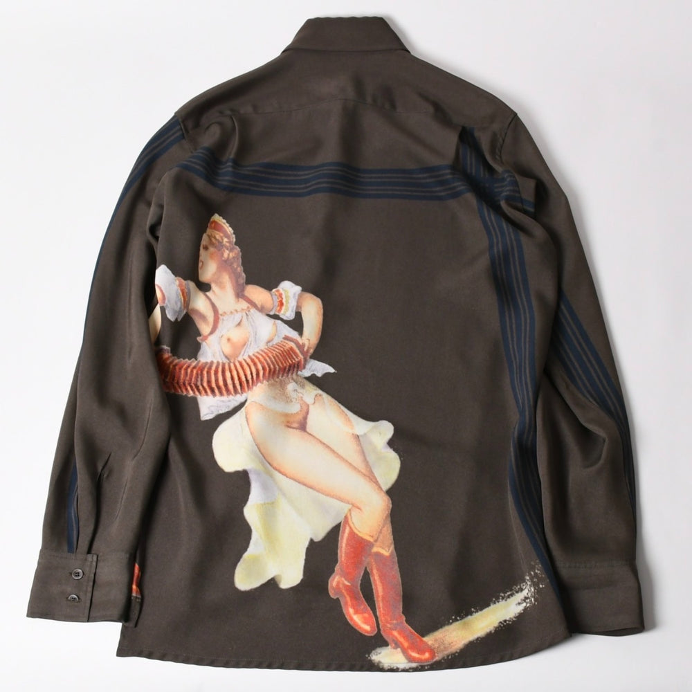 Very Good Condition Yohji Yamamoto Pour Homme 02AW Pinup Girl Shirt Size 3 Gangster Period Used 4a002607