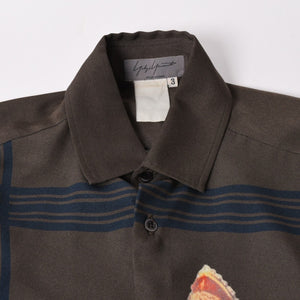 極美品 Yohji Yamamoto Pour Homme ヨウジヤマモト プールオム 02AW ピンナップガールシャツ サイズ3 ギャングスター期 中古 4a002607