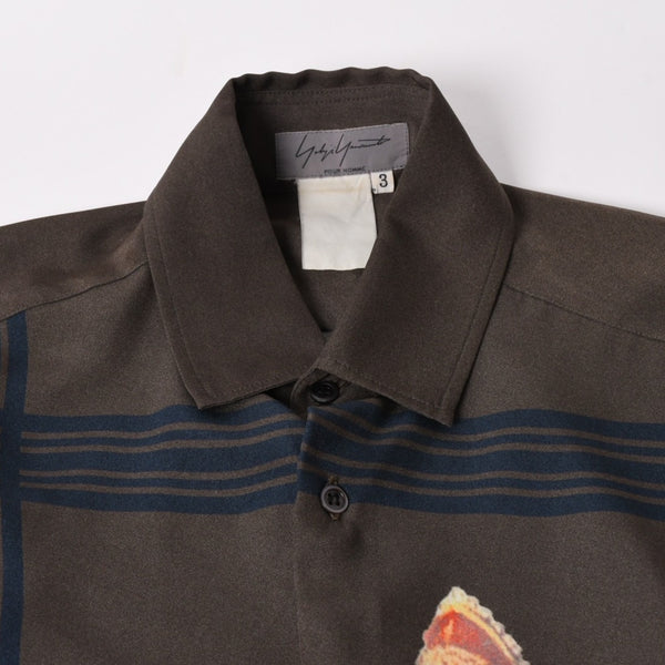 極美品 Yohji Yamamoto Pour Homme ヨウジヤマモト プールオム 02AW ピンナップガールシャツ サイズ3 ギャングスター期 中古 4a002607