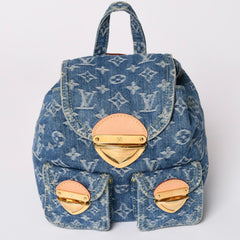 極美品 LOUISVUITTON ルイヴィトン モノグラムデニム リュック ヴェニス M46836 モノグラム デニム キャンバス ブルー ゴールド金具 中古 4a003108