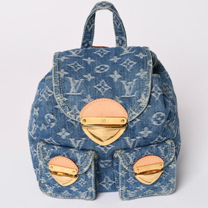 極美品 LOUISVUITTON ルイヴィトン モノグラムデニム リュック ヴェニス M46836 モノグラム デニム キャンバス ブルー ゴールド金具 中古 4a003108