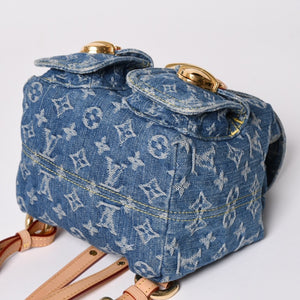 極美品 LOUISVUITTON ルイヴィトン モノグラムデニム リュック ヴェニス M46836 モノグラム デニム キャンバス ブルー ゴールド金具 中古 4a003108
