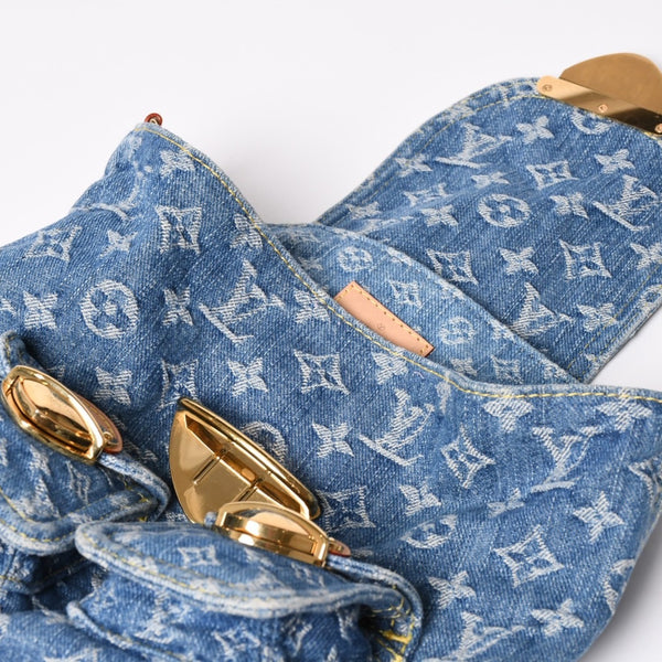 極美品 LOUISVUITTON ルイヴィトン モノグラムデニム リュック ヴェニス M46836 モノグラム デニム キャンバス ブルー ゴールド金具 中古 4a003108