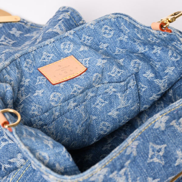 極美品 LOUISVUITTON ルイヴィトン モノグラムデニム リュック ヴェニス M46836 モノグラム デニム キャンバス ブルー ゴールド金具 中古 4a003108
