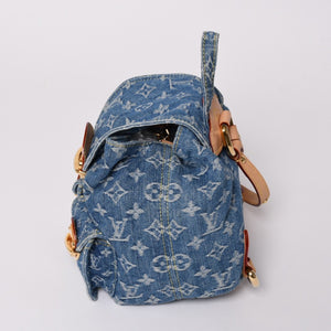 極美品 LOUISVUITTON ルイヴィトン モノグラムデニム リュック ヴェニス M46836 モノグラム デニム キャンバス ブルー ゴールド金具 中古 4a003108