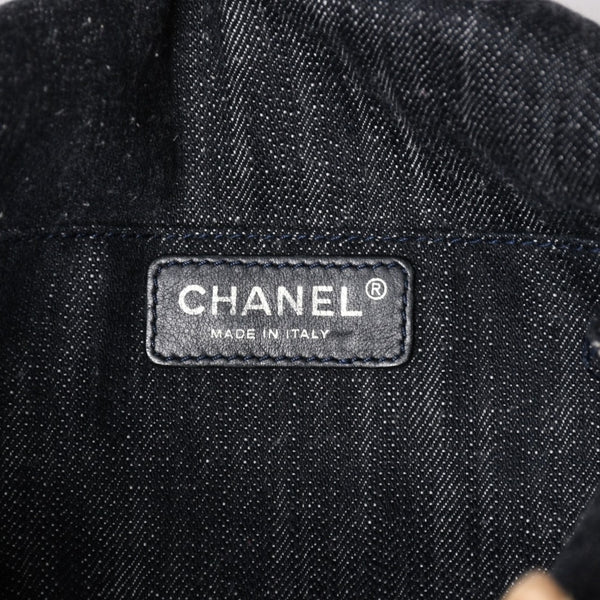 極美品 CHANEL シャネル ショルダーバッグ スパークリングデニム ココマーク ネイビー 10番台 A31987 ゴールド金具 中古 4a003073