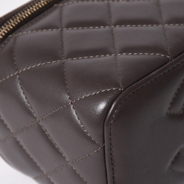 新品同様 CHANEL シャネル バニティ チェーンショルダーバッグ ランダム番台 ココマーク ラムスキン ブラウン ゴールド金具 中古 4a003091