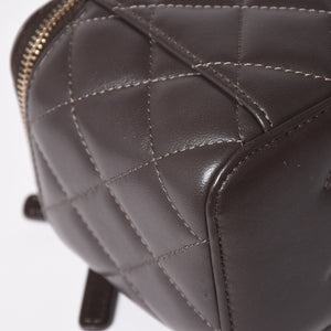 新品同様 CHANEL シャネル バニティ チェーンショルダーバッグ ランダム番台 ココマーク ラムスキン ブラウン ゴールド金具 中古 4a003091