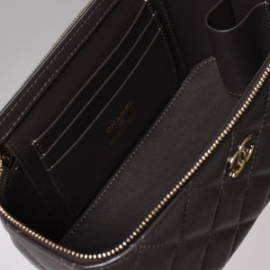 新品同様 CHANEL シャネル バニティ チェーンショルダーバッグ ランダム番台 ココマーク ラムスキン ブラウン ゴールド金具 中古 4a003091