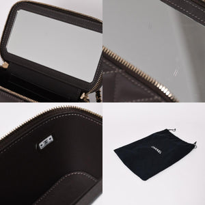 新品同様 CHANEL シャネル バニティ チェーンショルダーバッグ ランダム番台 ココマーク ラムスキン ブラウン ゴールド金具 中古 4a003091