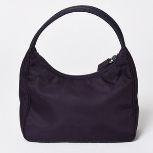 極美品 PRADA プラダ ホーボー ハンドバッグ MV515 トライアングルロゴ 三角ロゴプレート ナイロン パープル 中古 4a002853