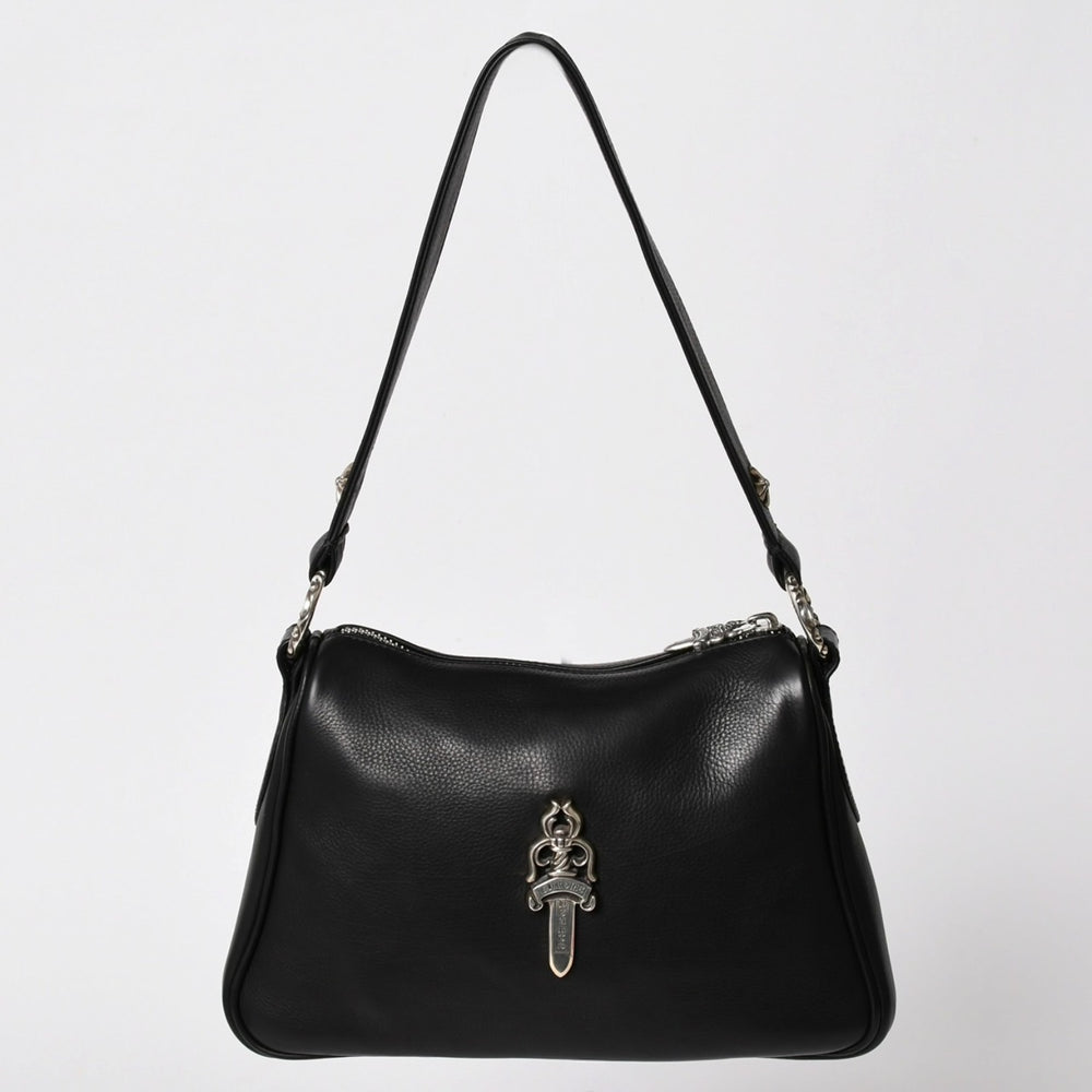 New and unused CHROME HEARTS Leather Chicken Nugget One Shoulder Bag Black Silver Hardware Used 4a003117