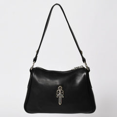 新品未使用 CHROME HEARTS クロムハーツ レザー チキンナゲット ワンショルダーバッグ ブラック シルバー金具 中古 4a003117