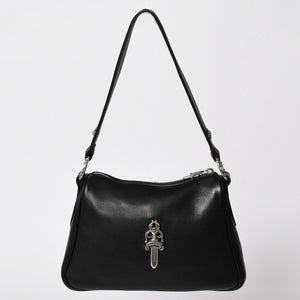 新品未使用 CHROME HEARTS クロムハーツ レザー チキンナゲット ワンショルダーバッグ ブラック シルバー金具 中古 4a003117