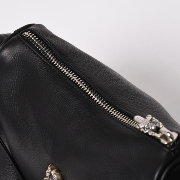 新品未使用 CHROME HEARTS クロムハーツ レザー チキンナゲット ワンショルダーバッグ ブラック シルバー金具 中古 4a003117