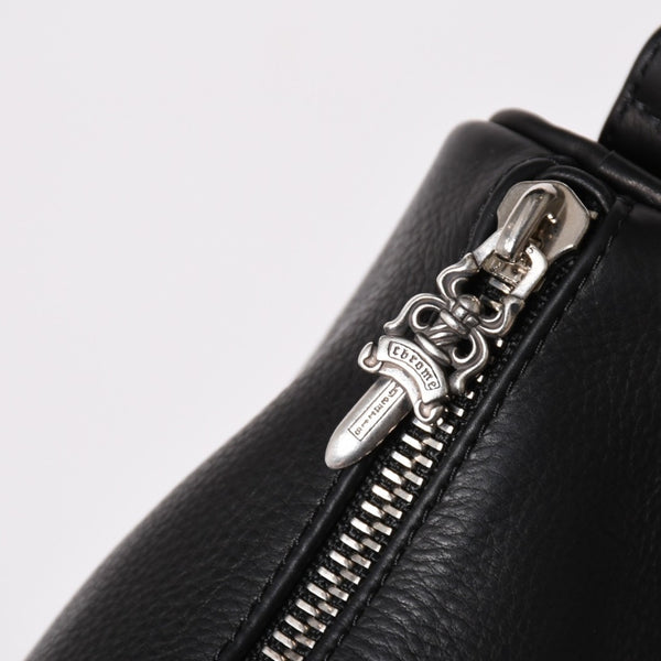 新品未使用 CHROME HEARTS クロムハーツ レザー チキンナゲット ワンショルダーバッグ ブラック シルバー金具 中古 4a003117