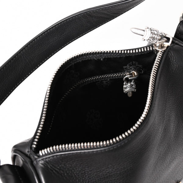 新品未使用 CHROME HEARTS クロムハーツ レザー チキンナゲット ワンショルダーバッグ ブラック シルバー金具 中古 4a003117