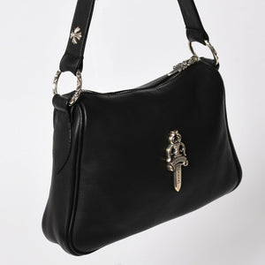 新品未使用 CHROME HEARTS クロムハーツ レザー チキンナゲット ワンショルダーバッグ ブラック シルバー金具 中古 4a003117