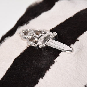 新品同様 CHROME HEARTS クロムハーツ ポニーヘア チキンナゲット ワンショルダーバッグ ゼブラ ダガー ハラコ シルバー金具 中古 4a003119