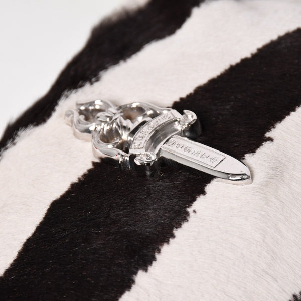 新品同様 CHROME HEARTS クロムハーツ ポニーヘア チキンナゲット ワンショルダーバッグ ゼブラ ダガー ハラコ シルバー金具 中古 4a003119