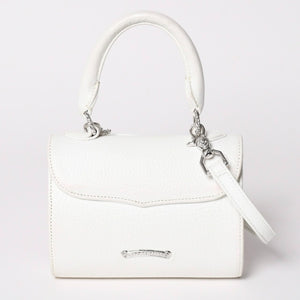 極美品 CHROME HEARTS クロムハーツ ドッグアダムス CHクロス 2WAYバッグ ダガージップ レザー シルバ−925 ホワイト 中古 4a003115