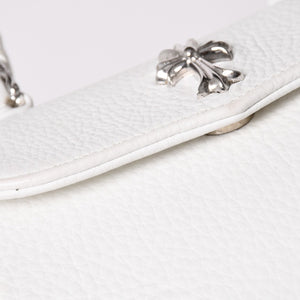 極美品 CHROME HEARTS クロムハーツ ドッグアダムス CHクロス 2WAYバッグ ダガージップ レザー シルバ−925 ホワイト 中古 4a003115