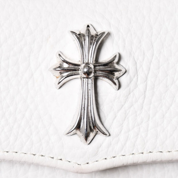 極美品 CHROME HEARTS クロムハーツ ドッグアダムス CHクロス 2WAYバッグ ダガージップ レザー シルバ−925 ホワイト 中古 4a003115