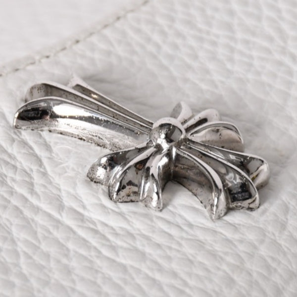 極美品 CHROME HEARTS クロムハーツ ドッグアダムス CHクロス 2WAYバッグ ダガージップ レザー シルバ−925 ホワイト 中古 4a003115