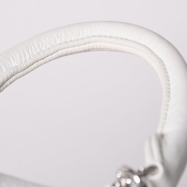 極美品 CHROME HEARTS クロムハーツ ドッグアダムス CHクロス 2WAYバッグ ダガージップ レザー シルバ−925 ホワイト 中古 4a003115