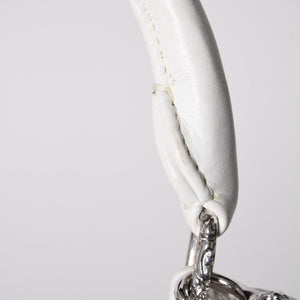 極美品 CHROME HEARTS クロムハーツ ドッグアダムス CHクロス 2WAYバッグ ダガージップ レザー シルバ−925 ホワイト 中古 4a003115