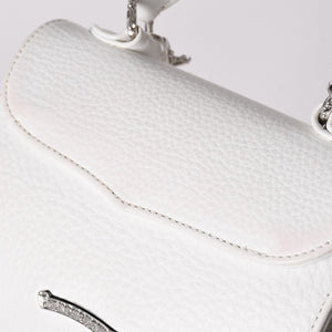極美品 CHROME HEARTS クロムハーツ ドッグアダムス CHクロス 2WAYバッグ ダガージップ レザー シルバ−925 ホワイト 中古 4a003115