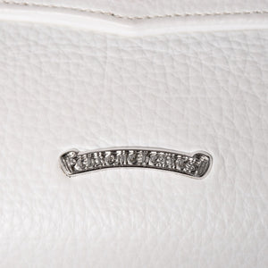 極美品 CHROME HEARTS クロムハーツ ドッグアダムス CHクロス 2WAYバッグ ダガージップ レザー シルバ−925 ホワイト 中古 4a003115
