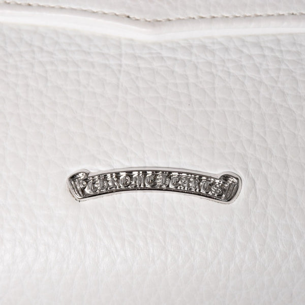 極美品 CHROME HEARTS クロムハーツ ドッグアダムス CHクロス 2WAYバッグ ダガージップ レザー シルバ−925 ホワイト 中古 4a003115