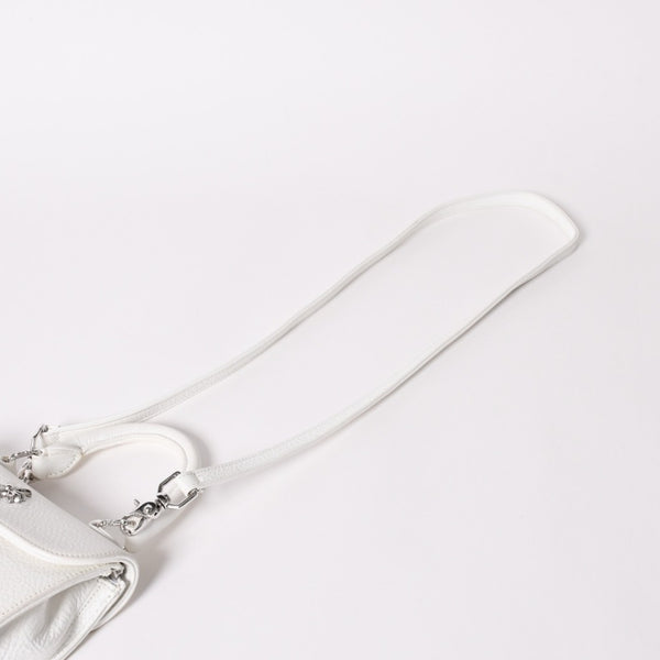 極美品 CHROME HEARTS クロムハーツ ドッグアダムス CHクロス 2WAYバッグ ダガージップ レザー シルバ−925 ホワイト 中古 4a003115