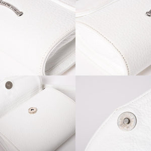 極美品 CHROME HEARTS クロムハーツ ドッグアダムス CHクロス 2WAYバッグ ダガージップ レザー シルバ−925 ホワイト 中古 4a003115