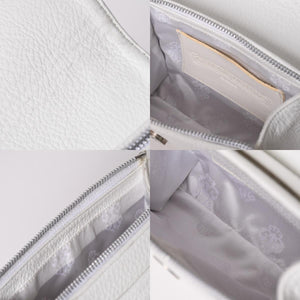 極美品 CHROME HEARTS クロムハーツ ドッグアダムス CHクロス 2WAYバッグ ダガージップ レザー シルバ−925 ホワイト 中古 4a003115
