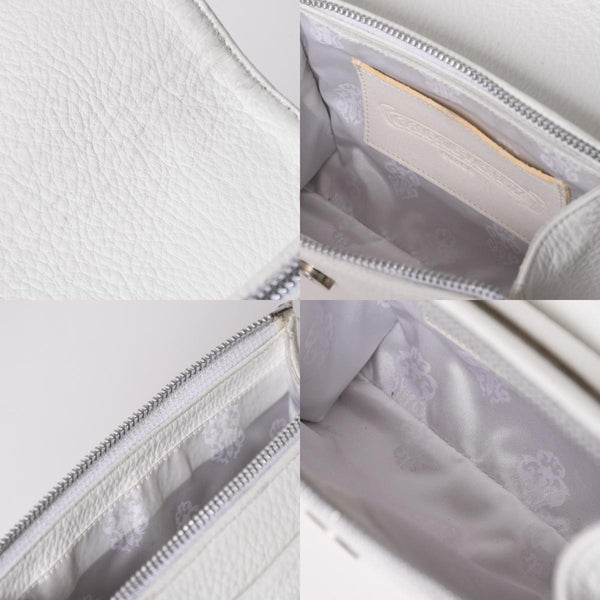 極美品 CHROME HEARTS クロムハーツ ドッグアダムス CHクロス 2WAYバッグ ダガージップ レザー シルバ−925 ホワイト 中古 4a003115