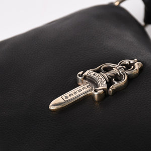 新品未使用 CHROME HEARTS クロムハーツ レザー チキンナゲット ワンショルダーバッグ ブラック シルバー金具 中古 4a003117