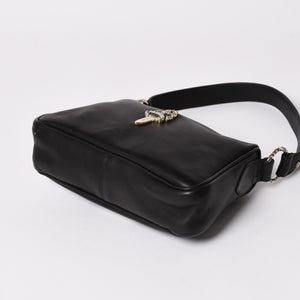 新品未使用 CHROME HEARTS クロムハーツ レザー チキンナゲット ワンショルダーバッグ ブラック シルバー金具 中古 4a003117