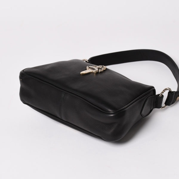 新品未使用 CHROME HEARTS クロムハーツ レザー チキンナゲット ワンショルダーバッグ ブラック シルバー金具 中古 4a003117