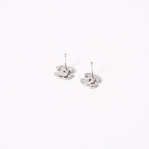 極美品 CHANEL シャネル ココマーク ピアス 重量約1.58g 06A刻印 ラインストーン メタル シルバー クリア 両耳用 中古 4a003135