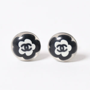 極美品 CHANEL シャネル ココマーク イヤリング 重量約3.91g 04S刻印 ボタン フラワー カメリア クリア 樹脂系 中古 4a003128