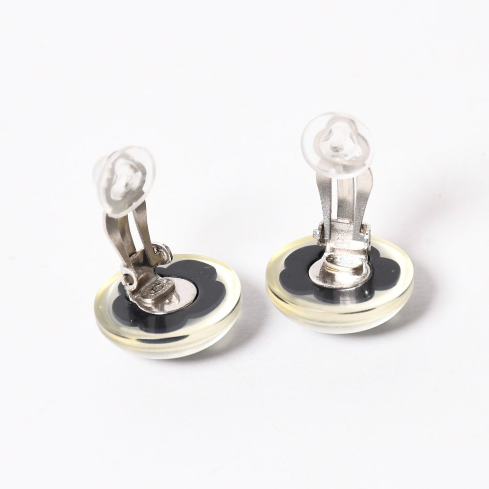極美品 CHANEL シャネル ココマーク イヤリング 重量約3.91g 04S刻印 ボタン フラワー カメリア クリア 樹脂系 中古 4a003128
