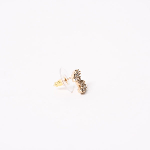 Very good condition CHANEL Coco mark earrings Weight approx. 2.61g Engraved unclear Rhinestone Metal GP Clear Gold For both ears Used 4a003134