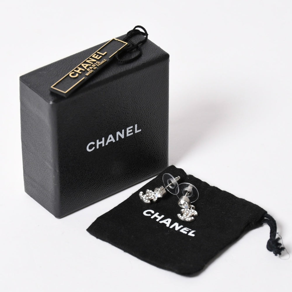 極美品 CHANEL シャネル ココマーク ドロップピアス 重量約2.61g 04A刻印 ハート ラインストーン メタル 両耳用 中古 4a003133