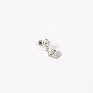 Very Good Condition CHANEL Coco Mark Drop Earrings Weight Approximately 2.61g 04A Engraved Heart Rhinestone Metal For Both Ears Used 4a003133