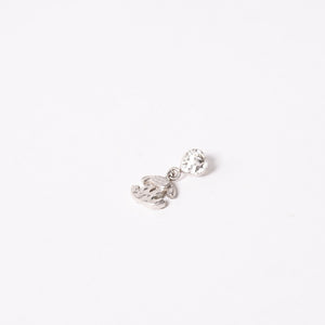 Very Good Condition CHANEL Coco Mark Drop Earrings Weight Approximately 2.61g 04A Engraved Heart Rhinestone Metal For Both Ears Used 4a003133